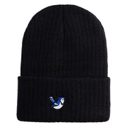 Bluejay Embroidered Acrylic Ribbed Cuff Beanie - Black OSFM