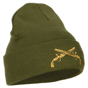 Military Police Insignia Embroidered Long Knitted Beanie