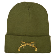 Military Police Insignia Embroidered Long Knitted Beanie