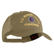 U.S. Marine Corps 1st Marine Division Embroidered Solid Cotton Twill Mesh Prostyle Cap - Khaki OSFM