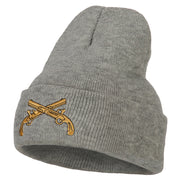 Military Police Insignia Embroidered Long Knitted Beanie