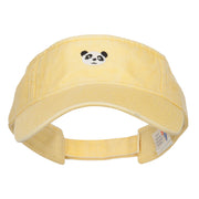 Mini Panda Embroidered Cotton Washed Visor