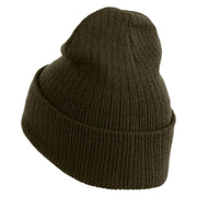 Bluejay Embroidered Acrylic Ribbed Cuff Beanie - Olive OSFM