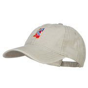 Mississippi State Flag Map Embroidered Washed Cap