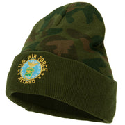 US Air Force Retired Circle Embroidered Camo Long Beanie