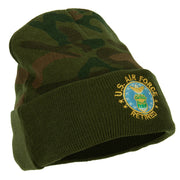 US Air Force Retired Circle Embroidered Camo Long Beanie