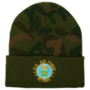 US Air Force Retired Circle Embroidered Camo Long Beanie