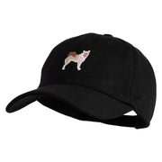 Shiba Inu Embroidered Unstructured Cotton Twill Washed Cap - Black OSFM