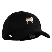 Shiba Inu Embroidered Unstructured Cotton Twill Washed Cap - Black OSFM