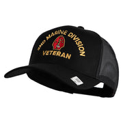 2nd Marine Division Veteran Embroidered Solid Cotton Twill Mesh Prostyle Cap - Black OSFM