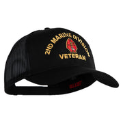 2nd Marine Division Veteran Embroidered Solid Cotton Twill Mesh Prostyle Cap - Black OSFM
