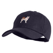 Shiba Inu Embroidered Unstructured Cotton Twill Washed Cap - Navy OSFM