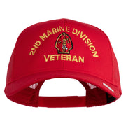 2nd Marine Division Veteran Embroidered Solid Cotton Twill Mesh Prostyle Cap - Red OSFM