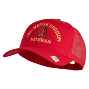 2nd Marine Division Veteran Embroidered Solid Cotton Twill Mesh Prostyle Cap - Red OSFM