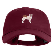 Shiba Inu Embroidered Unstructured Cotton Twill Washed Cap - Wine OSFM