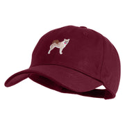 Shiba Inu Embroidered Unstructured Cotton Twill Washed Cap - Wine OSFM