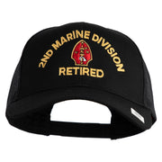 2nd Marine Division Retired Embroidered Solid Cotton Twill Mesh Prostyle Cap - Black OSFM