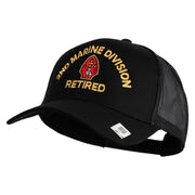 2nd Marine Division Retired Embroidered Solid Cotton Twill Mesh Prostyle Cap - Black OSFM
