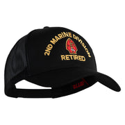 2nd Marine Division Retired Embroidered Solid Cotton Twill Mesh Prostyle Cap - Black OSFM