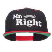 Mr Right Mustache Embroidered Snapback