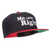 Mr Right Mustache Embroidered Snapback