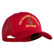 2nd Marine Division Retired Embroidered Solid Cotton Twill Mesh Prostyle Cap - Red OSFM