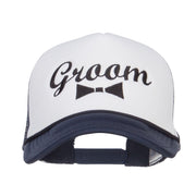 Groom Bow Tie Embroidered Foam Mesh Cap