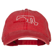 Maryland with Map Outline Embroidered Washed Cotton Twill Cap