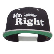 Mr Right Mustache Embroidered Snapback