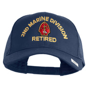 2nd Marine Division Retired Embroidered Solid Cotton Twill Mesh Prostyle Cap - Navy OSFM