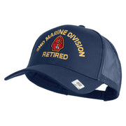 2nd Marine Division Retired Embroidered Solid Cotton Twill Mesh Prostyle Cap - Navy OSFM