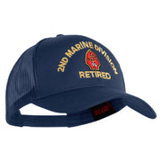 2nd Marine Division Retired Embroidered Solid Cotton Twill Mesh Prostyle Cap - Navy OSFM