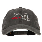 Maryland with Map Outline Embroidered Washed Cotton Twill Cap