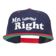 Mr Right Mustache Embroidered Snapback