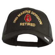 2nd Marine Division Retired Embroidered Solid Cotton Twill Mesh Prostyle Cap - Charcoal OSFM