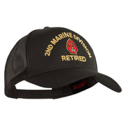 2nd Marine Division Retired Embroidered Solid Cotton Twill Mesh Prostyle Cap - Charcoal OSFM