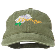 Mississippi State Flower Embroidered Washed Cap