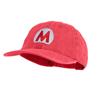 Mario World Logo Circle Patched Unstructured Pigment Dyed Cotton Cap - Red OSFM