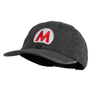 Mario World Logo Circle Patched Unstructured Pigment Dyed Cotton Cap - Black OSFM