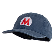 Mario World Logo Circle Patched Unstructured Pigment Dyed Cotton Cap - Navy OSFM