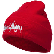 Miami Skyline Embroidered Cuffed Long Beanie