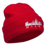 Miami Skyline Embroidered Cuffed Long Beanie