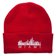 Miami Skyline Embroidered Cuffed Long Beanie