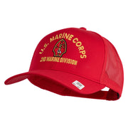 U.S. Marine Corps 2nd Marine Division Embroidered Solid Cotton Twill Mesh Prostyle Cap - Red OSFM