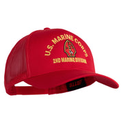 U.S. Marine Corps 2nd Marine Division Embroidered Solid Cotton Twill Mesh Prostyle Cap - Red OSFM
