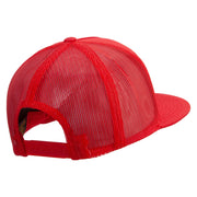 Leo Astrology Embroidered 5 Panel Mesh Trucker Snapback Cap - Red OSFM