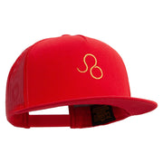 Leo Astrology Embroidered 5 Panel Mesh Trucker Snapback Cap - Red OSFM