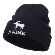 Maine State Moose Embroidered Cuff Beanie