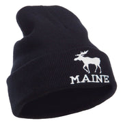 Maine State Moose Embroidered Cuff Beanie