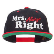 Mrs Always Right Embroidered Snapback